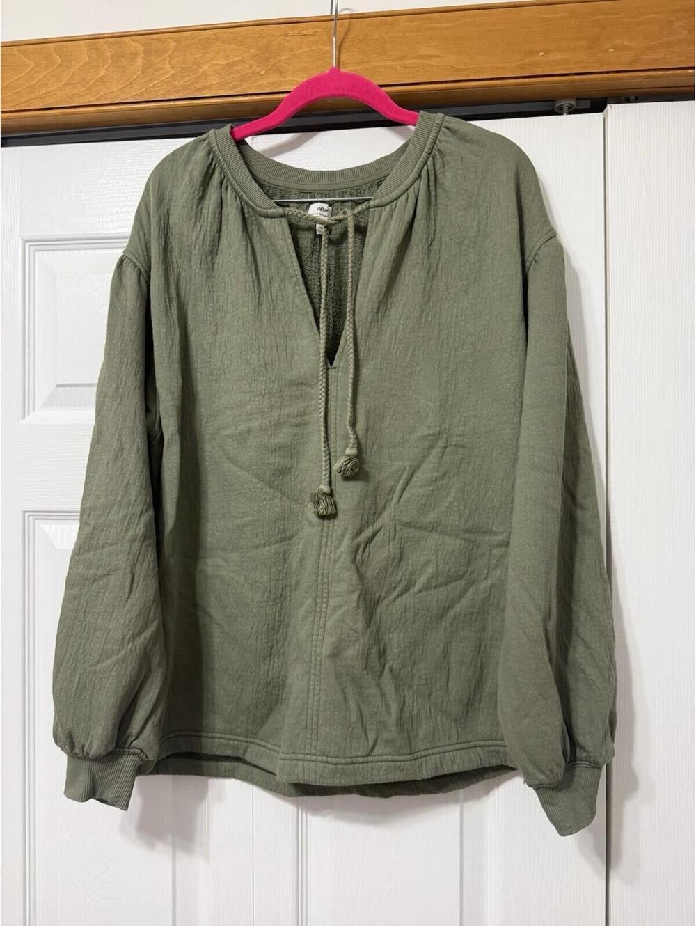 Aerie Sage Green Boho Sweatshirt Tunic Top XXS (Oversized)